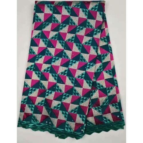 2020 Latest Multicolor French Net Lace Fabric African 100% Cotton Embroidery Swiss Voile Lace in Switzerland 5 Yards For Dress