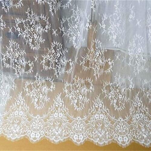 3M / lot French eyelash lace fabric 150cm off white black diy exquisite lace embroidery clothes wedding dress accessories