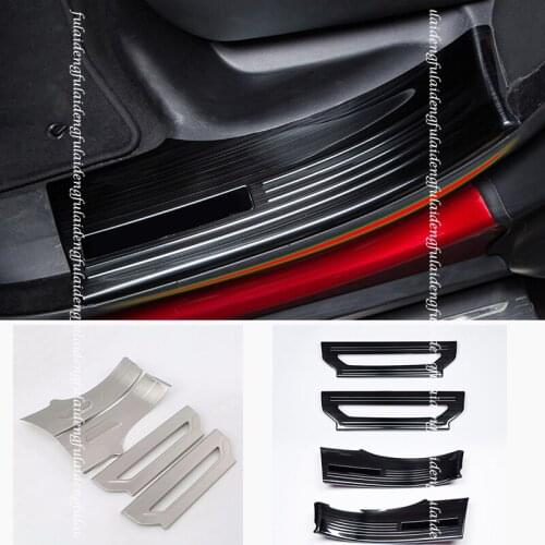 4pcs For Jaguar F-PACE 2016-2020 Silver/Black titanium Car Door Scuff Sill Cover Panel Step Protector Car Accessories