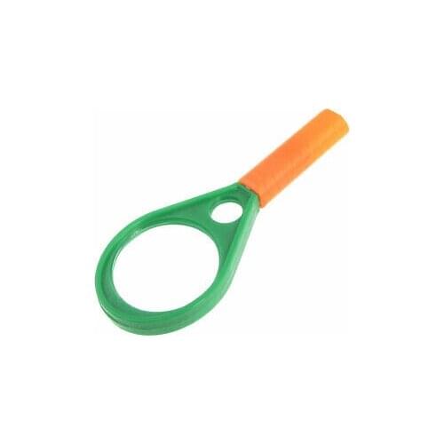 4X Magnifying Plastic Green Frame Orange Handle Magnifier 50mm