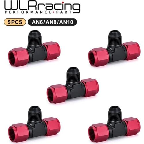 5 Pieces Aluminum Flare Tee Fitting AN6 AN8 AN10 Female Male Tee On Side Thread Water Gas Oil Fitting Adapter Accessories