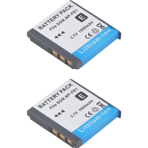 2pcs 1000mAh NP-FE1 NP FE1 NPFE1 Camera Battery For SONY Cyber-shot DSC-T7 DSC-P2 DSC-P3 DSC-P5 DSC-P9 DSC-P7 DSC-P10