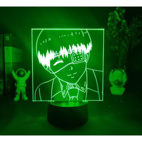 Anime Tokyo Ghoul Figure Ken Kaneki 3D LED RGB Night Lights Gift for Friend Kids Lava Lamp Bedroom Bedside Table Desk Decoration