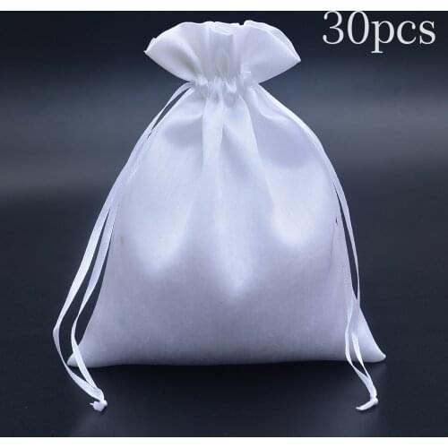 6.2"x7.8" White Satin Drawstring Gift Bags Comb/Hair/Jewelry/Necklace/Rings/Beads Packaging Bag Silk Cloth Bag Travel Pouch