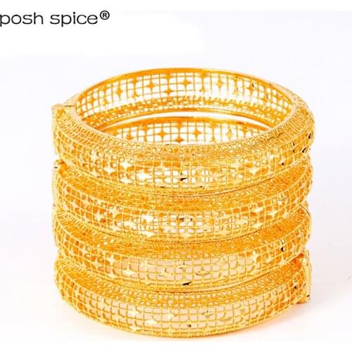 Dubai Bangles for Women Ethiopian Bracelets&Bangles Wedding Jewelry African Gold Bangle with Charm Indian Bracelets