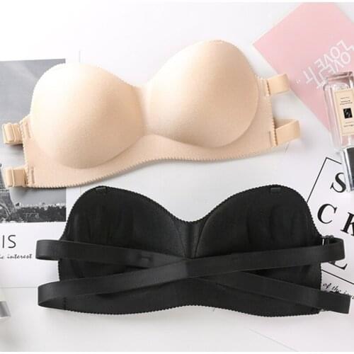 Non Wired Strapless Bra Women Back Beautify Ladies Front Closure Wire Free Bra Sexy Padded Lingerie Push Up Bralette Gather