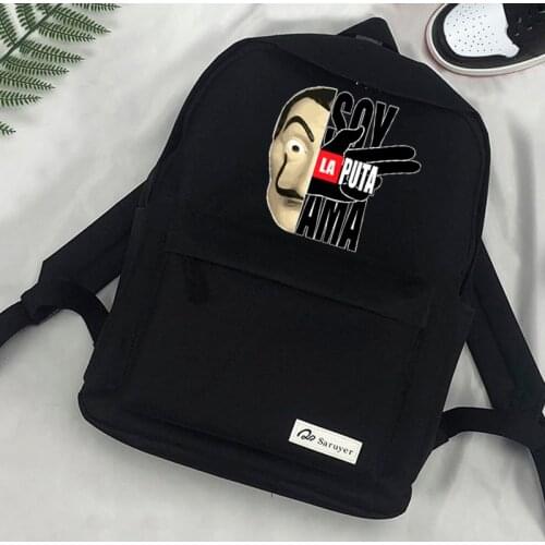 The House of Paper Money Heist Travel School Backpacks Boys Girls La Casa De Papel Bella Ciao Casual Bag Pack Sac A Dos