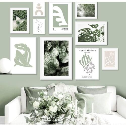 Monstera Plant Leaf Forest Matisse Woman Wall Art Canvas Painting Nordic Posters And Prints Wall Pictures For Living Room Decor