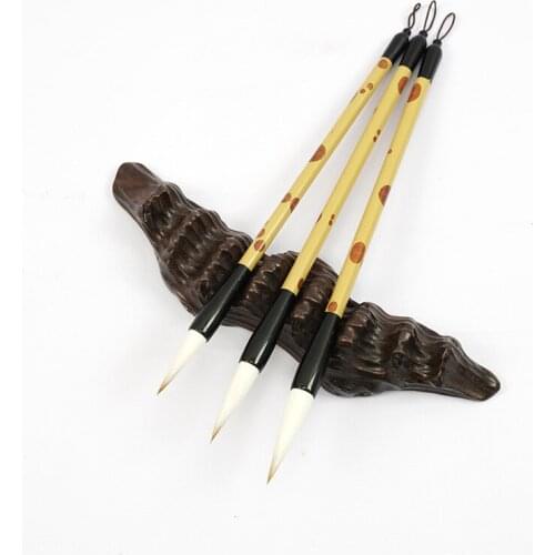 3pcs Beginner Brush Wolf Sheep Mixed Hair Writing Brush Adult Large Medium Small Number Set Solid Wood Printing Rod Calligraphy