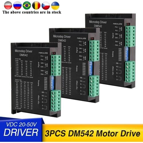 3PCS DM542 Stepper Motor Controller Leadshine 2-phase Digital Stepper Motor Driver 18-48 VDC Max. 4.2A for 57 Series Motor