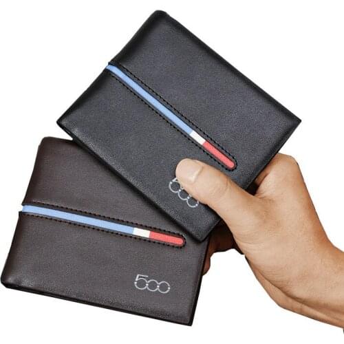 KUNBABY Black/Brown PU Leather Car Logo Document Bag Classical Wallet Card Package Styling For Fiat Abarth 500 Free Shipping