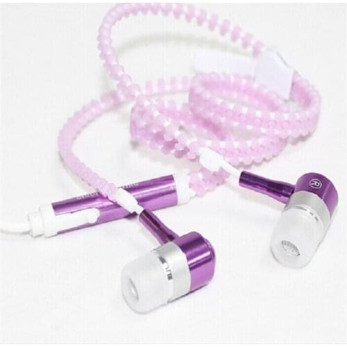 Fashion Glow Headphone Luminous Light Metal Zipper Earphone Glow In The Dark Headphones Headset for Iphone Xiaomi Samsung