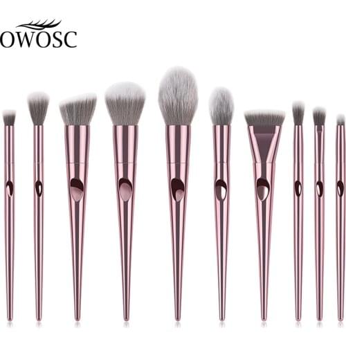 OWOSC 10Pcs Makeup Brushes Tool Set Eyeliner Cosmetic Powder Eye Shadow Foundation Blush Blending Make Up Beauty Brush Maquiagem