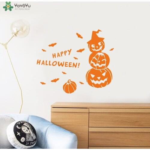 YOYOYU Wall Decal Happy Halloween Interior Window Wall Sticker Modern Design Ghosts Botanical Vinyl Home Decor Removable CT818