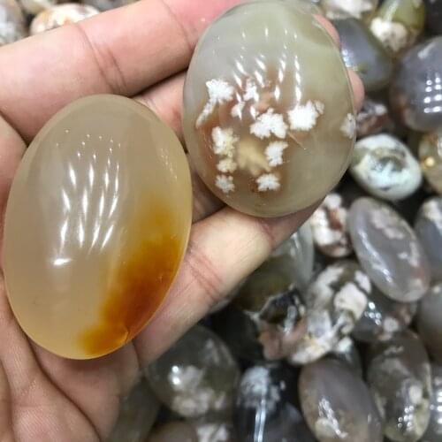 35-45mm Natural Reiki Flower Polished Cherry Blossom Agate Crystals Quartz Palm Stone for Gifts 1pcs