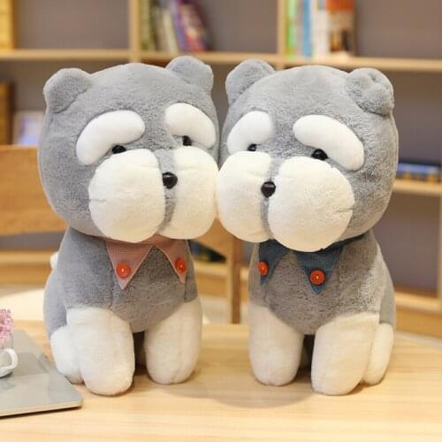 New Lifelike Schnauzer Plush Toys Cute Stuffed Animal Dolls Soft Simulation Fluffy Dog Doll Birthday Gift Kids Toy Bedroom Decor