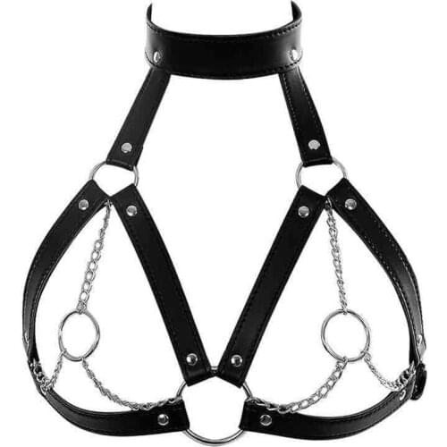 BDSM Fetish Breasts Woman Bondage Collar Body Harness Sex Toys Dropshiping Adult Products For Couples Sex Bondage Belt Chain