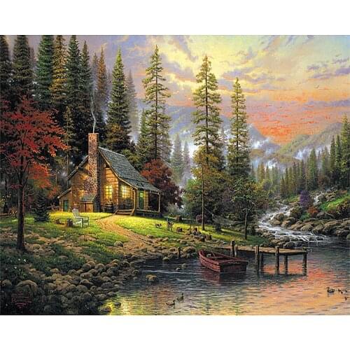 Full Square Diamond 5D DIY Diamond Painting "Autumn scenery" Embroidery Cross Stitch Rhinestone Mosaic Painting Decor Gift D1907