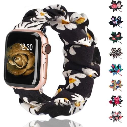 Scrunchie Strap for Apple watch band 44mm 40mm iWatch 42mm 38mm Elastic Nylon Solo Loop bracelet apple watch series 6 5 4 3 se