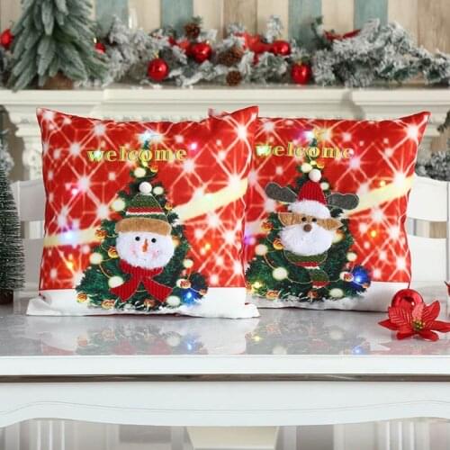 Snowman/Elk Glowing Christmas Pillowcase Cushion Pillow Cover Handmade Throw Pillow Covers Home Decor Backrest Cushion Case