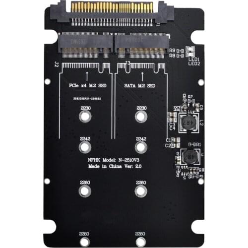 SFF-8639 NVME U.2 to Combo NGFF M.2 M-key SATA PCIe SSD Adapter for Mainboard Replace SSD 750 p3600 p3700