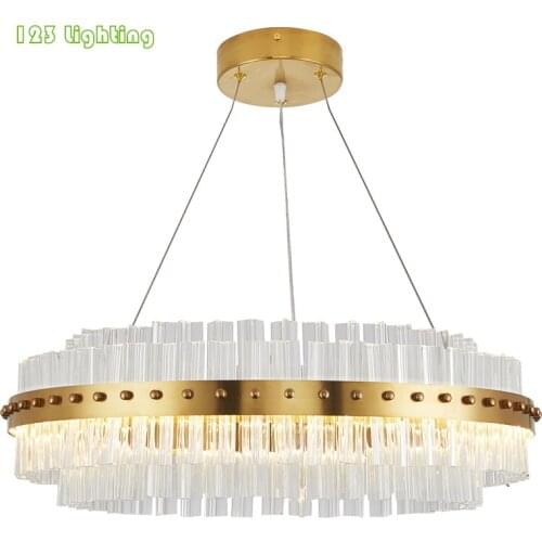 Modern Crystal Hall Chandeliers Living room Hanglamp Bedroom Pendant lamp Golden Metal Loft Deco 40/60cm