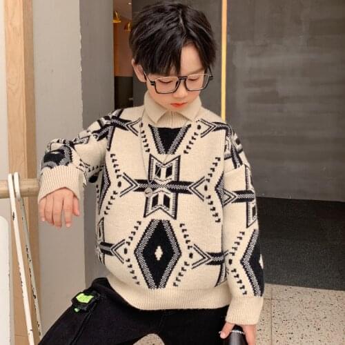 2021 Boys Sweaters Kids Black Khaki Pullover Knit Clothes Autumn Winter Long Sleeve Turtleneck Thicken Children Knitted Clothing
