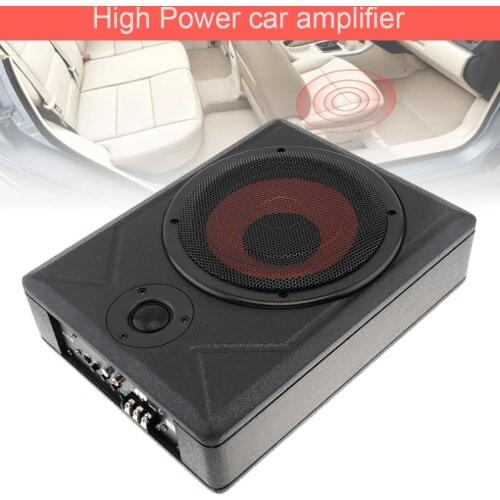 Universal Black Fuselage Slim 8 Inch 600W Slim Under Seat Car Active Subwoofer Bass Amplifier Speaker