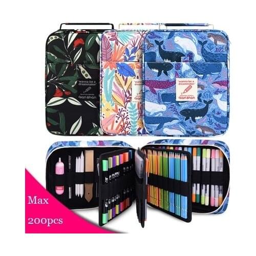 Qianshan 72/120/150/200 Colored Pencils Universal Pen Bag Beautiful Colorful Flower Pencil Case For Girl Children CC