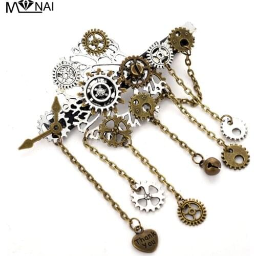 Japanese hair Accessories Handmade Punk Gears Chain Tassels Hair Clip Gothic Steampunk Punk Hairpin Vintage