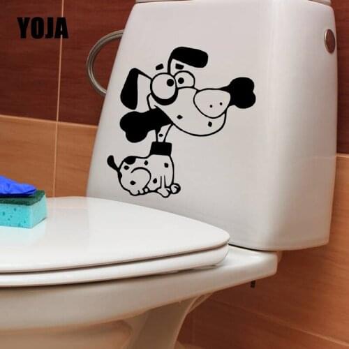 YOJA 22.2X23CM Wall Stickers Dog Puppy Pet Cute Bone Paws Art Mural Toilet Decals Home Decor T5-1674