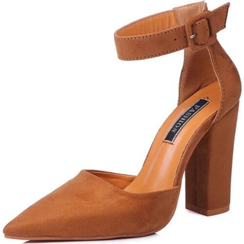 Ankle Strap Heel Women Sandals Summer Shoes Women Pointed Toe Chunky High Heels Party Dress Sandals Sexy