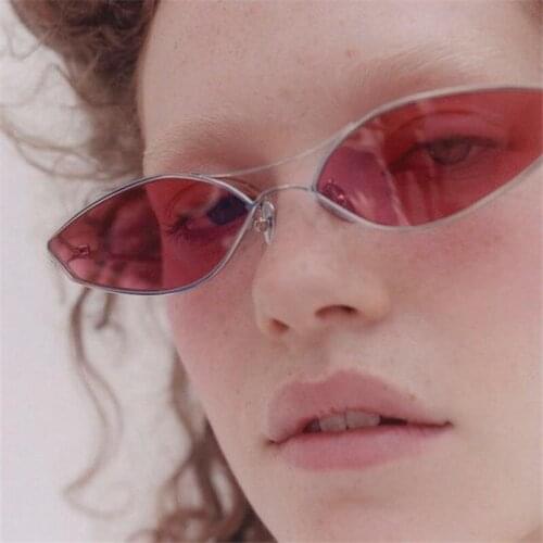 ONEVAN Alloy Small Sunglasses Women Retro Cat Eye Sun Glasses for Women/Men Vintage Punk Sunglasses Women Mirror Gafas De Sol