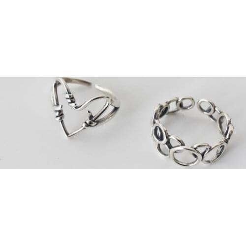 925 Sterling Silver Hollow Love Heart Round Circle Ring for Women Thin Thai Silver Open Rings Jewelry S-R918