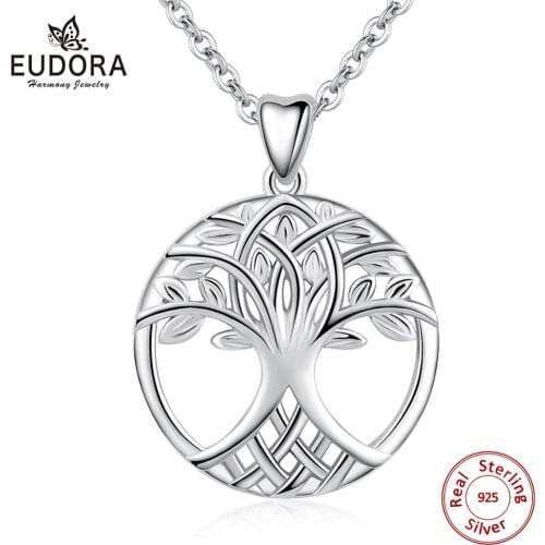 Eudora Tree of life necklace New 925 Sterling Silver Celtic knot tree pendant Women Jewelry finding Great Gift for friend CYD52