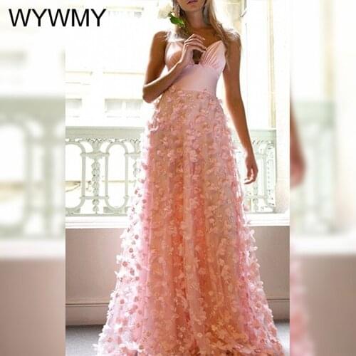 Female Dress 2021 New Summer Lace Appliques With Tulle Sling Backless V-Neck Ladies Dress Sexy Long Women Dress Vestido De Noiva