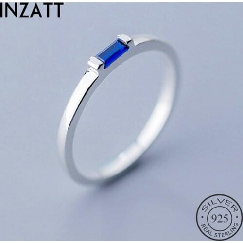 INZATT Real 925 Sterling Silver Geometric Rectangle Ring For Fashion Women Trendy Fine Jewelry Minimalist Accessories 2019 Gift