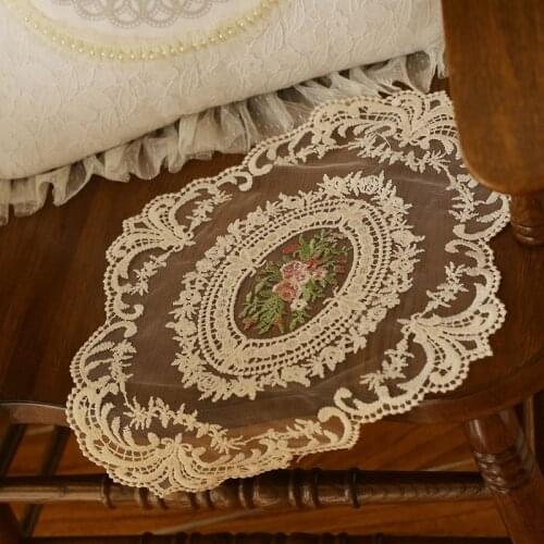 1Pcs Dining Table Embroidery Craft Placemat Lace /Linen Fabric Insulation Plate Mat Anti-scald Coaster Coffee Table Mat 2021