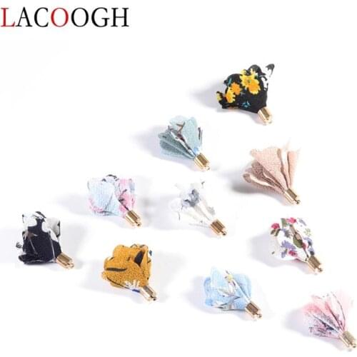 10pcs/lot 4cm Fabric Flowers Cotton Thread Fabric Tassels Fringes Pendant Earrings DIY Jewelry Making Findings Craft Accessorie