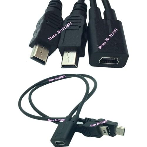 30cm Mini Usb Female Double Male Power Cord cable Line Mini 5Pin Usb Female 2 two male Power line cable 5P Mini Usb T Port Line