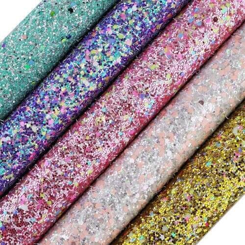 30X134cm Roll Mix Big Hexagonal Pink Chunky Glitter Fabric Leather New Arrival For Bows Earring Home Decoration Craft AY325