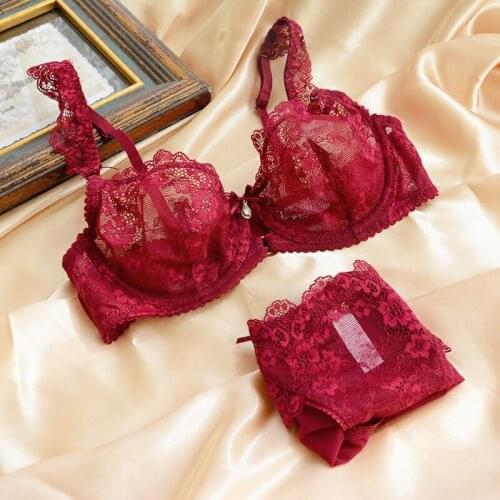 5 Colors Ultra Thin Womens Sexy Transparent Non Padded Temptation Underwire Bra & Panties Bra Set 32 34 36 38 40 42 A B C D Pink