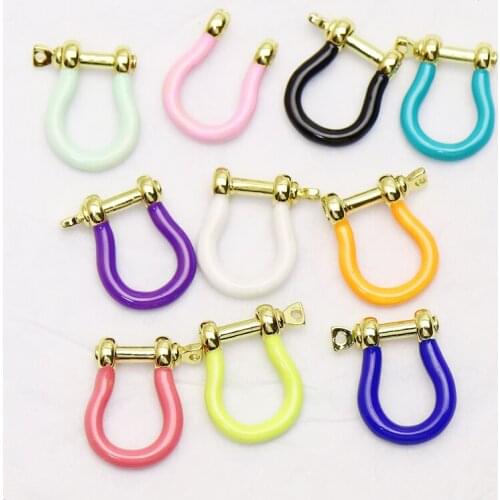 5 Pieces Enamel Colorful U shape Clasp necklace pendants U shape fashion jewelry for women accessories pendants beads 51510