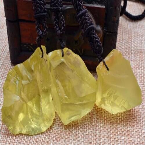 6 pieces, natural yellow crystal pendant, lemon yellow crystal irregular gravel, crystal pendant, household decoration
