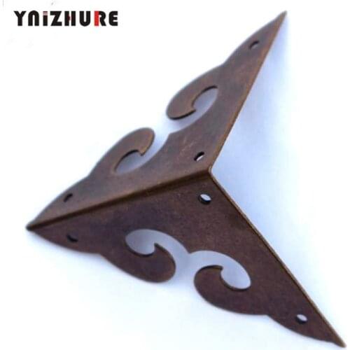 8PCS 45MM Antique Copper Wrap Angle Corner Chinese Furniture Brass Accessories Sided Wooden Corner Flower Clouds Hollow Counter