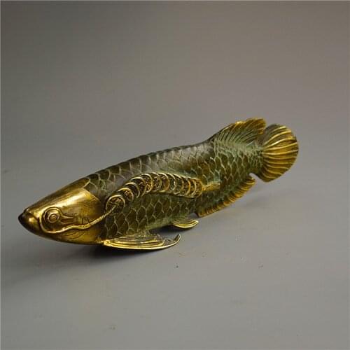Antiques tibet gold miscellaneous goldfish ornaments household ornaments, bronze ware statue