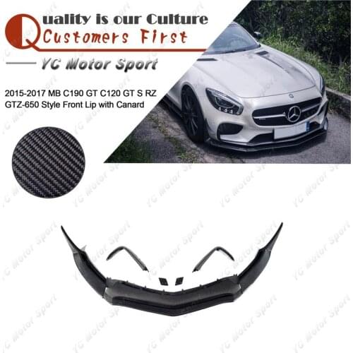 Car Accessories Carbon Fiber RZ GTZ-650 Style Front Lip with Canard Fit For 2015-2017 MB C190 GT C120 GT S Front Bumper Splitter