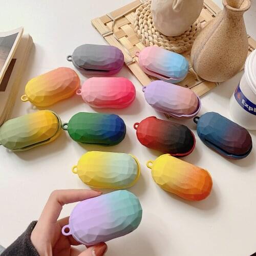 Colorful gradient protective cover for samsung galaxy buds + with carabiner earphone cover for galaxy buds plus accessories