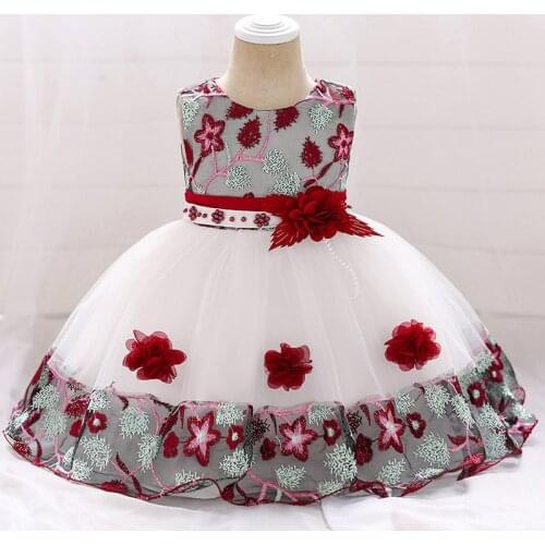 Infant Baby Girl Dress Lace Flower Baptism Dresses for Girls 1st Year Birthday Party Wedding Baby Cothing