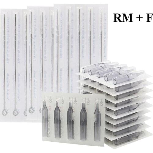 50Pcs 5/7/9/11/13/15RM Tattoo Needles and 50pcs 5/7/9/11/13/15F Size Gray Disposable Tattoo Tips Tattoo Kit Free Shipping